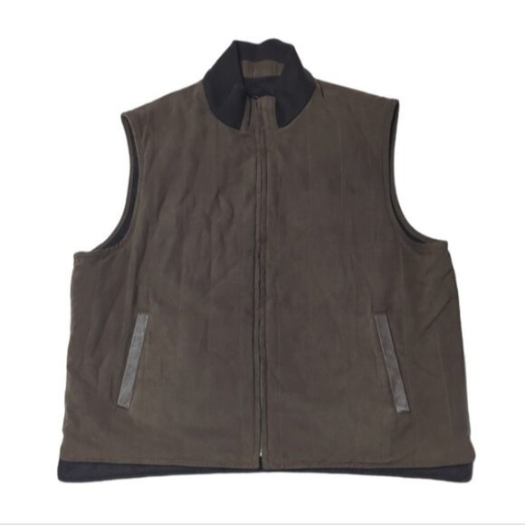 Daniel Cremieux Men's Vest Reversible Wool Cashmere Brown Outdoor Rugged Zip XL - Picture 7 of 11